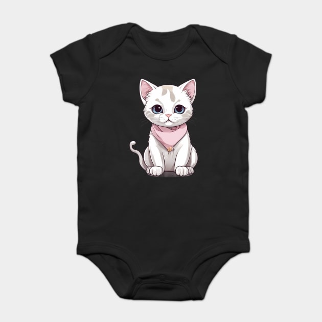 Unleash the Awws White Cat Baby Bodysuit by animegirlnft